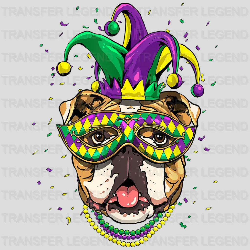 Dog Mardi Gras Design- Mardi Gras DTF heat transfer - transferlegend