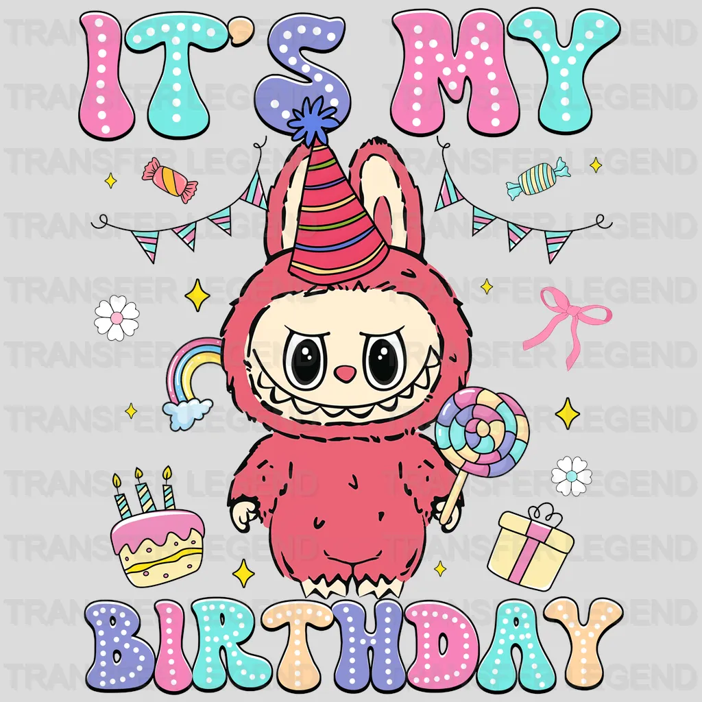 It's My Red Birthday Labubu Design - DTF Heat Transfers