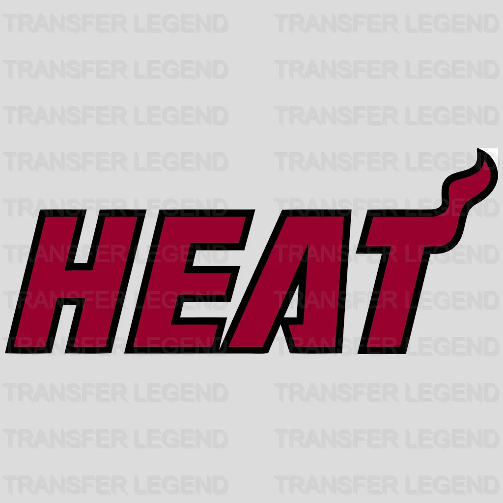 Miami Heat Red “HEAT” Wordmark with Flame Accent NBA Design - DTF Heat Transfer