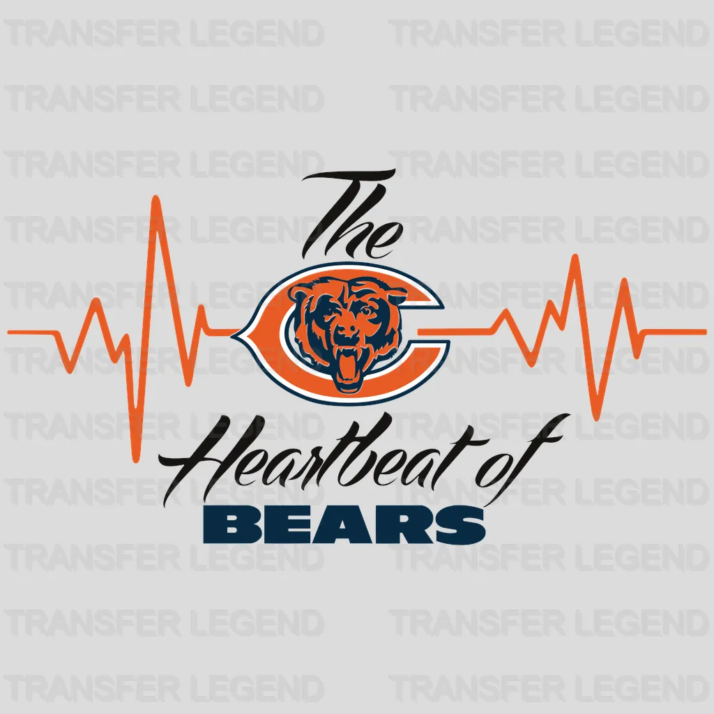 Chicago Bears “Heartbeat of Bears” Line NFL Design - DTF Heat Transfer