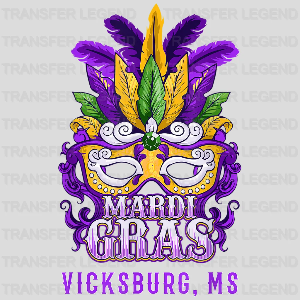 Vicksburg, MS Mardi Gras Design- Mardi Gras DTF heat transfer - transferlegend