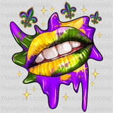 Lips Mardi Gras Design- Mardi Gras DTF heat transfer - transferlegend