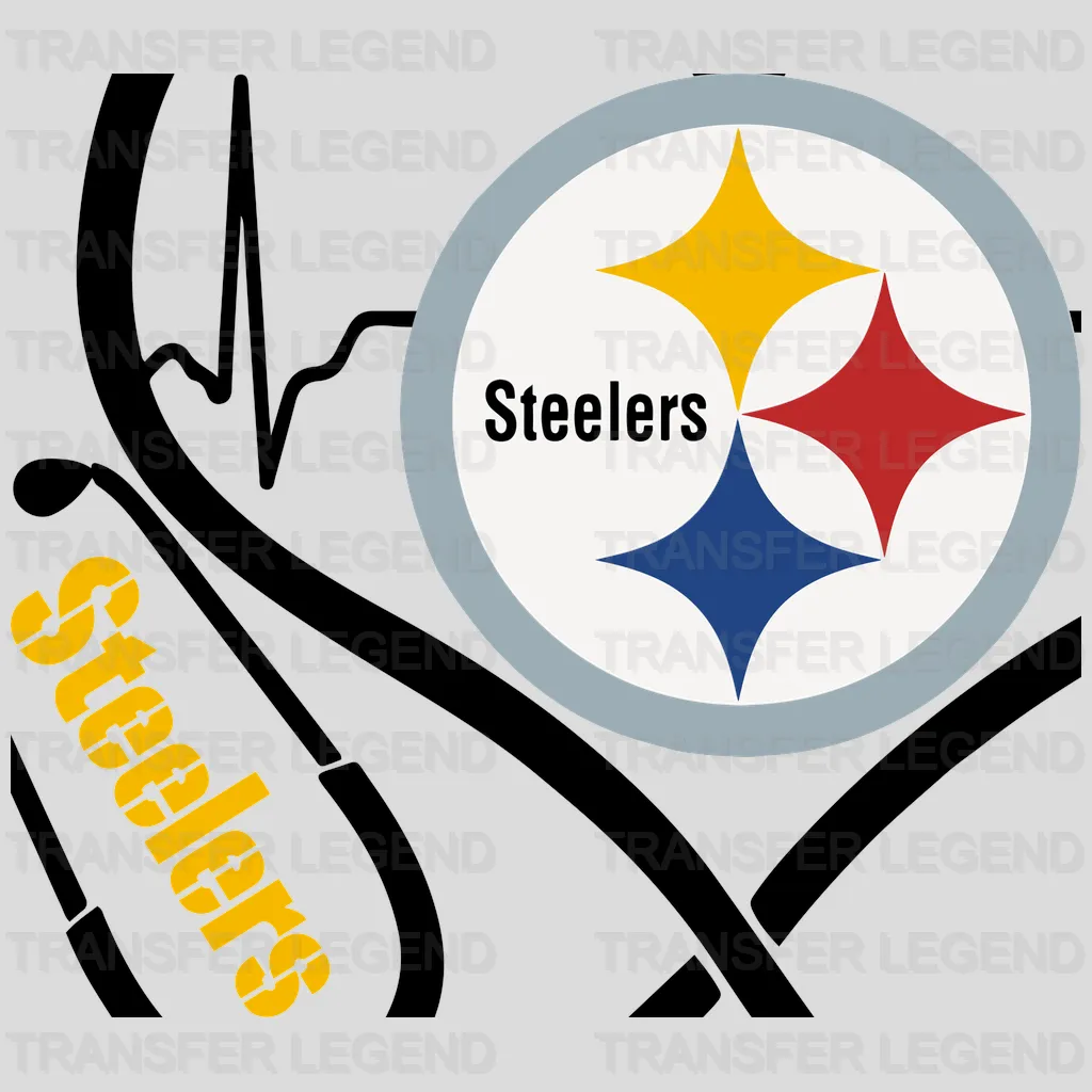 Pittsburgh Steelers sugar skull with floral star details, NFL design - DTF Heat Transfer