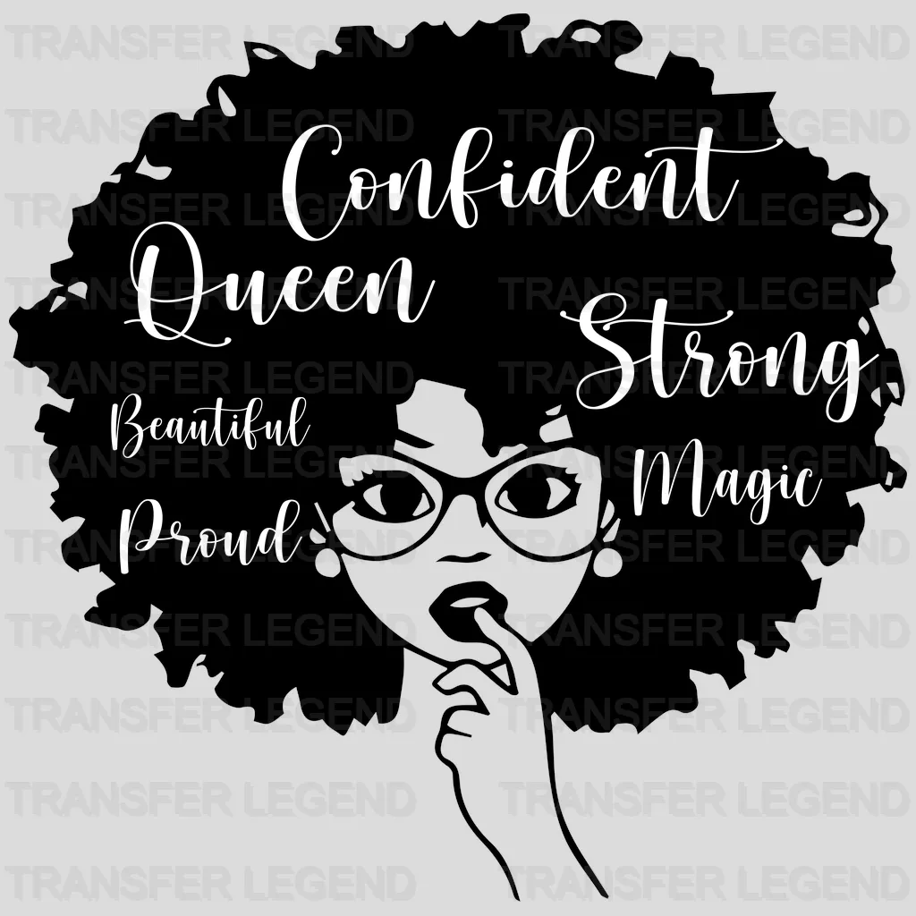 Afro Queen Glasses Black Women design- DTF heat transfer - transferlegend