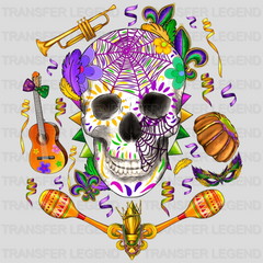 Skull Mardi Gras Design- Mardi Gras DTF heat transfer - transferlegend