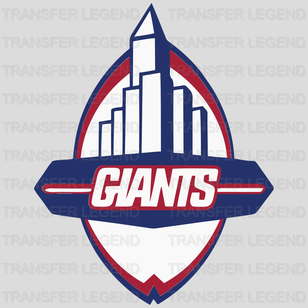 New York Giants stylized skyline above “Giants” text, NFL design - DTF Heat Transfer