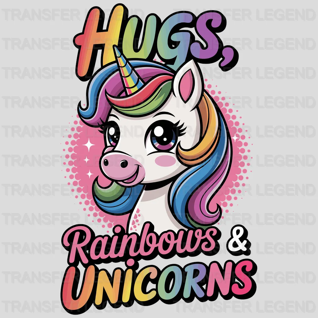 Hug's Rainbow Unicorn Design - DTF Heat Transfers - transferlegend