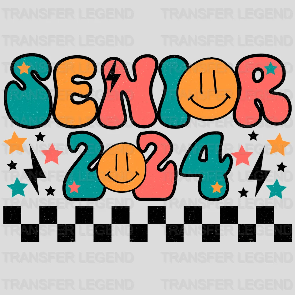 Senior 2024 Smiley Design - Graduation DTF Transfer - transferlegend