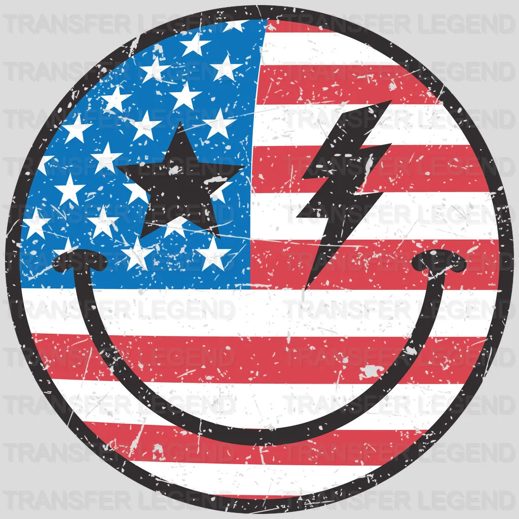 American Smiley Flag DTF Transfer - transferlegend