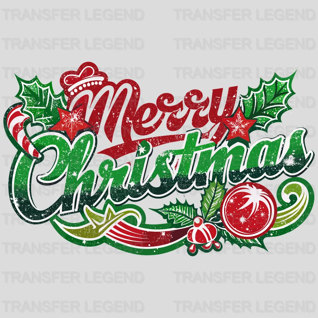 Snow Merry Christmas design - DTF Heat Transfer - transferlegend