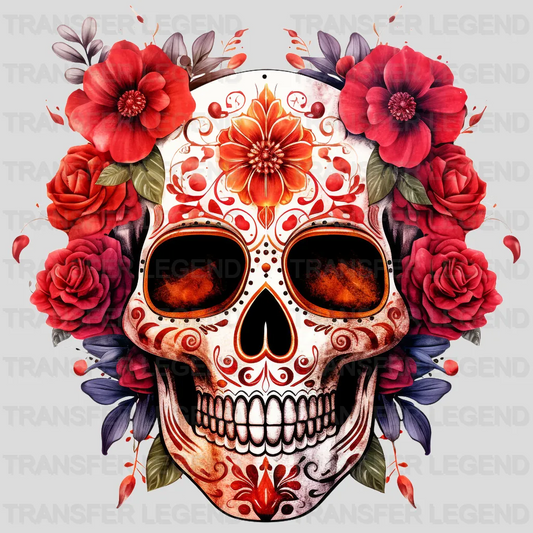 SUGAR SKULL FLOWERS Design - DTF heat transfer - transferlegend