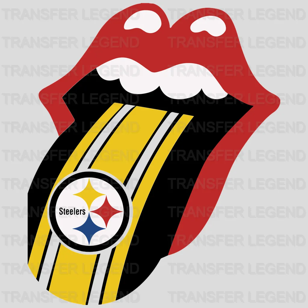 Pittsburgh Steelers Rolling Stones‑style tongue with star logo, NFL design - DTF Heat Transfer