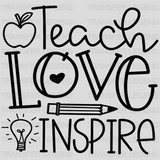 Teach Love Inspire 100 Days Of School Design - DTF heat transfer - transferlegend