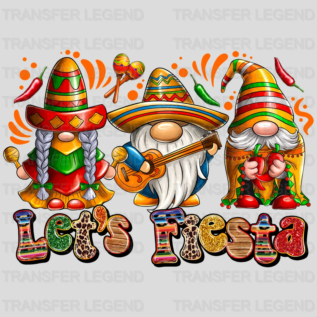Gnomies Let's Fiesta - Cinco De Mayo DTF heat transfer - transferlegend