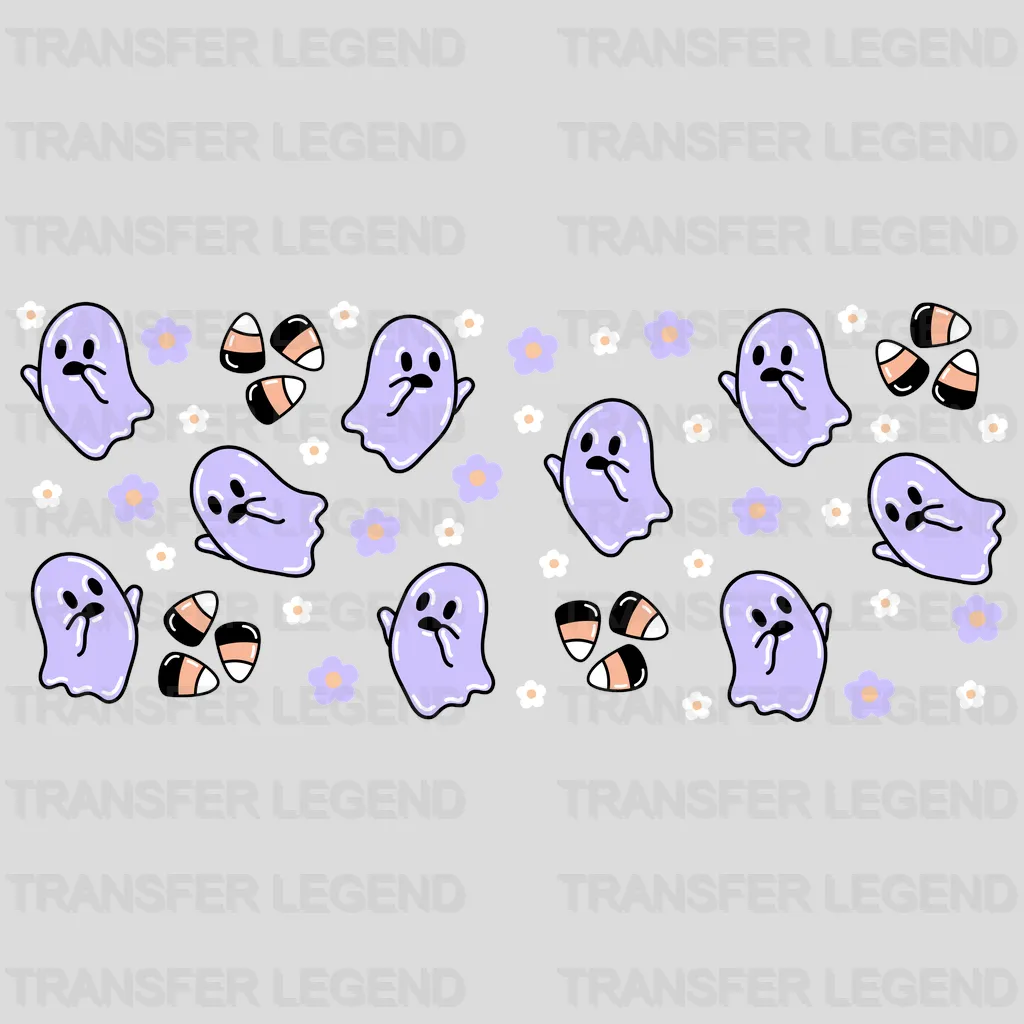 Purple Ghosts Halloween UV DTF Transfer Cup Wrap UV DTF Sticker - transferlegend