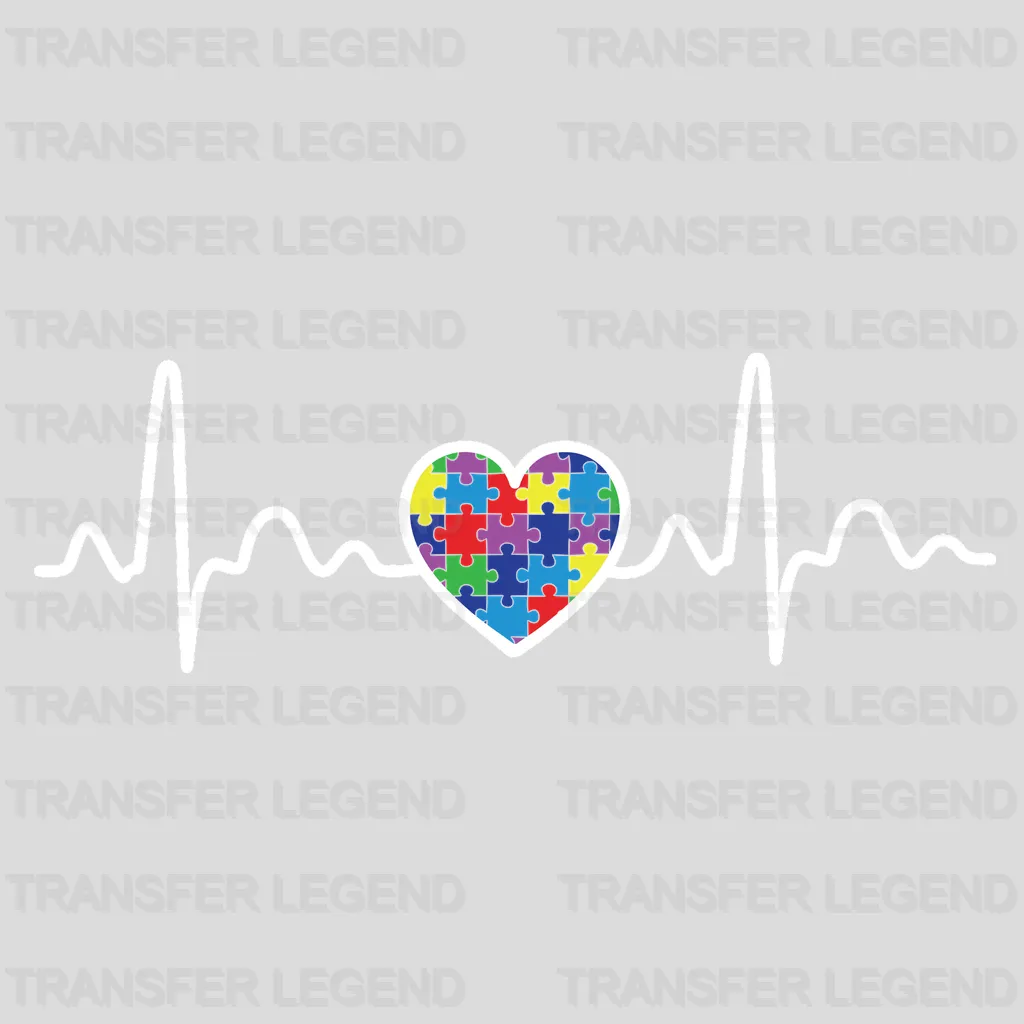 Heartbeat Autim Awareness Design - DTF heat transfer - transferlegend