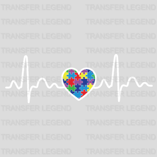 Heartbeat Autim Awareness Design - DTF heat transfer - transferlegend