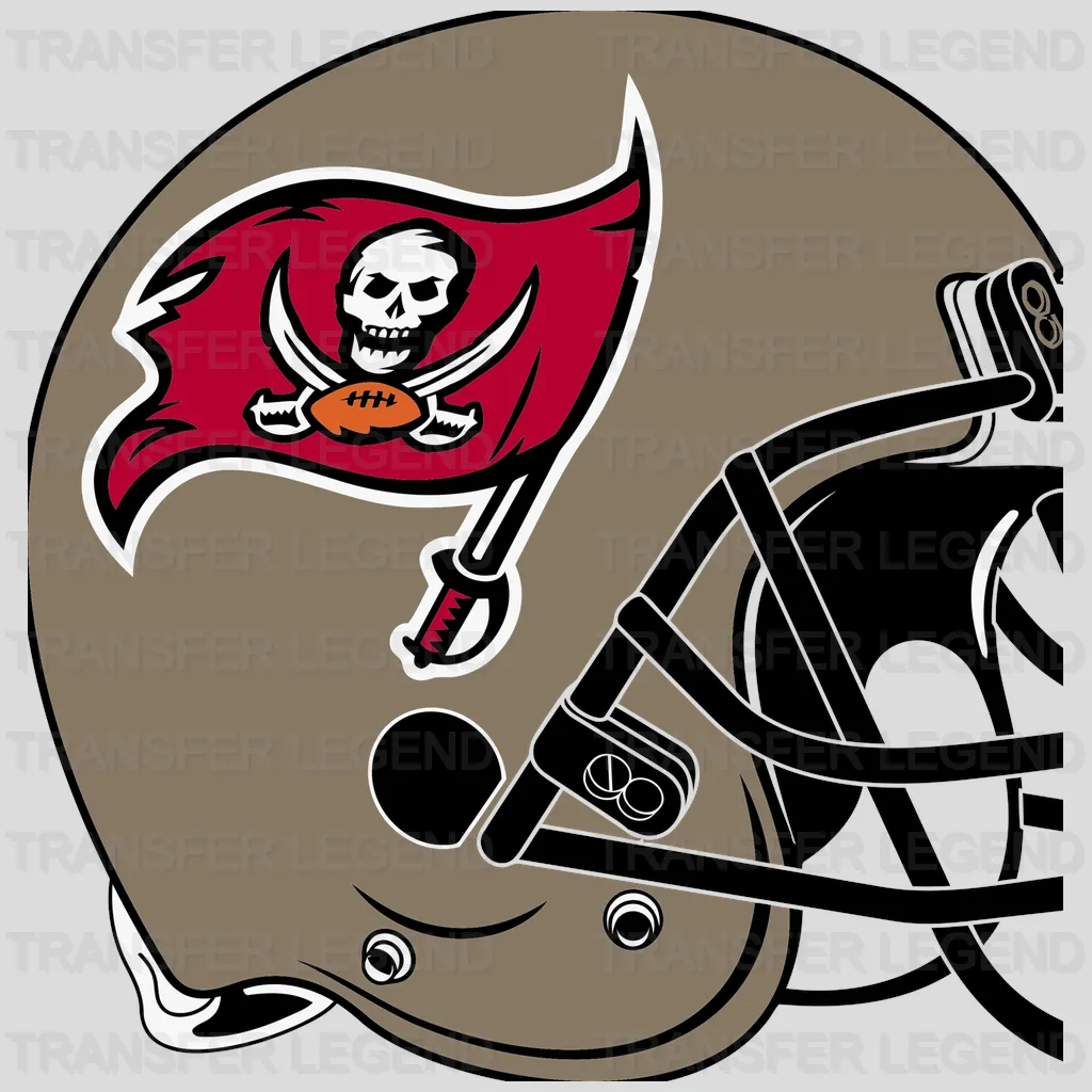 Tampa Bay Buccaneers Helmet Profile with Flag Logo NFL Design - DTF Heat Transfer