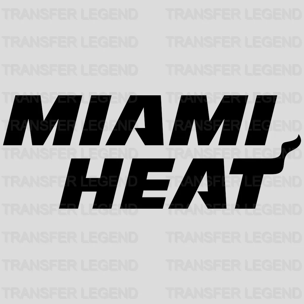 Miami Heat Monochrome Black Stacked Wordmark NBA Design - DTF Heat Transfer