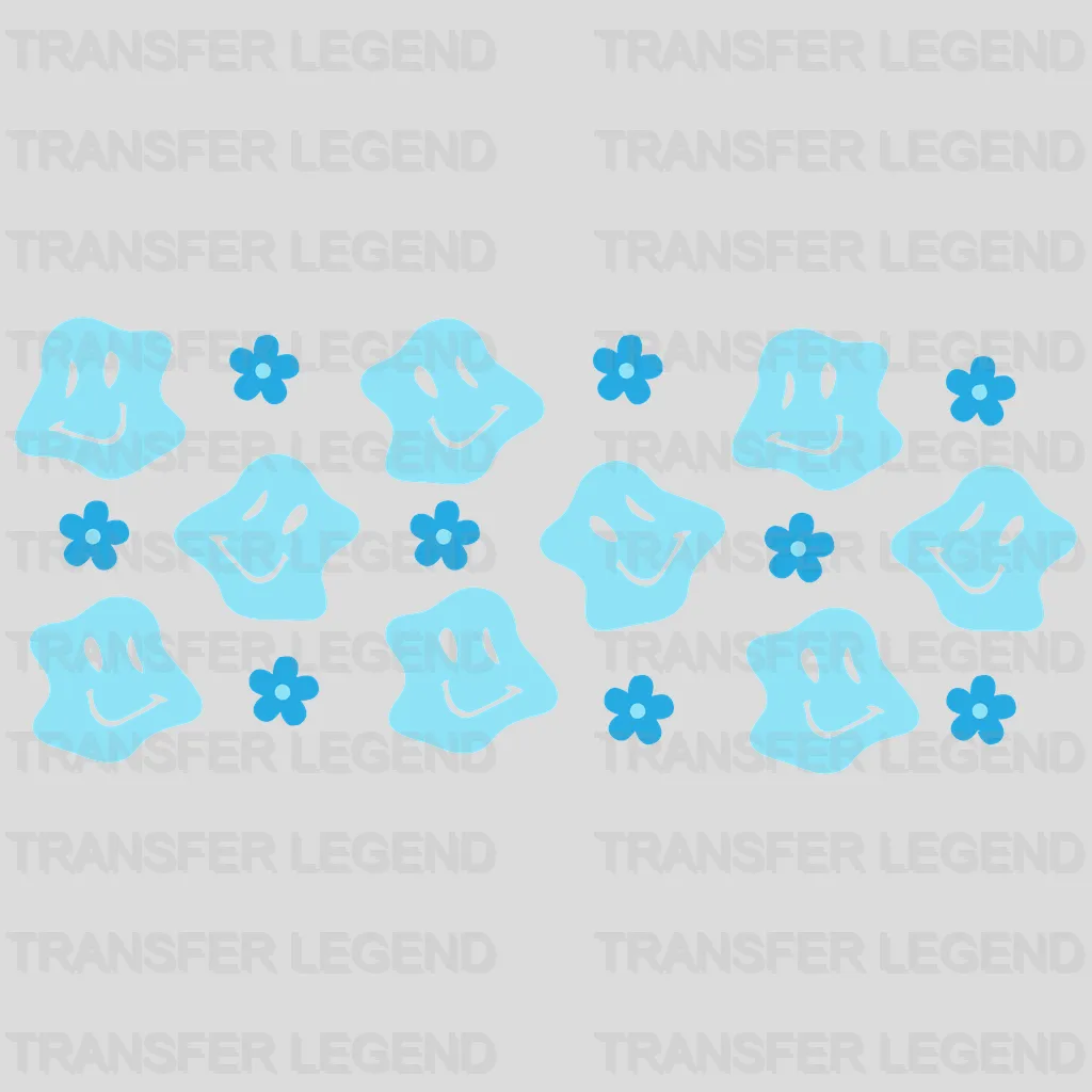 Blue Smilies UV DTF Transfer Cup Wrap UV DTF Sticker - transferlegend