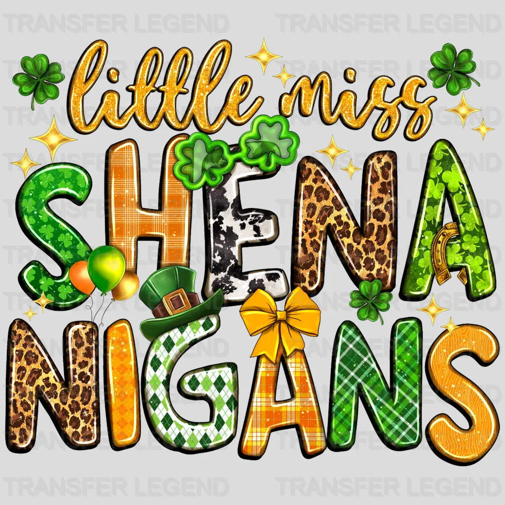 Little Miss Shenanigans St. Patrick's Day Design - DTF heat transfer - transferlegend