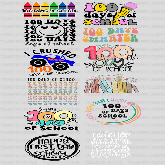 100 Days of School Premade Gang sheet-22X60 (Set 4) - transferlegend