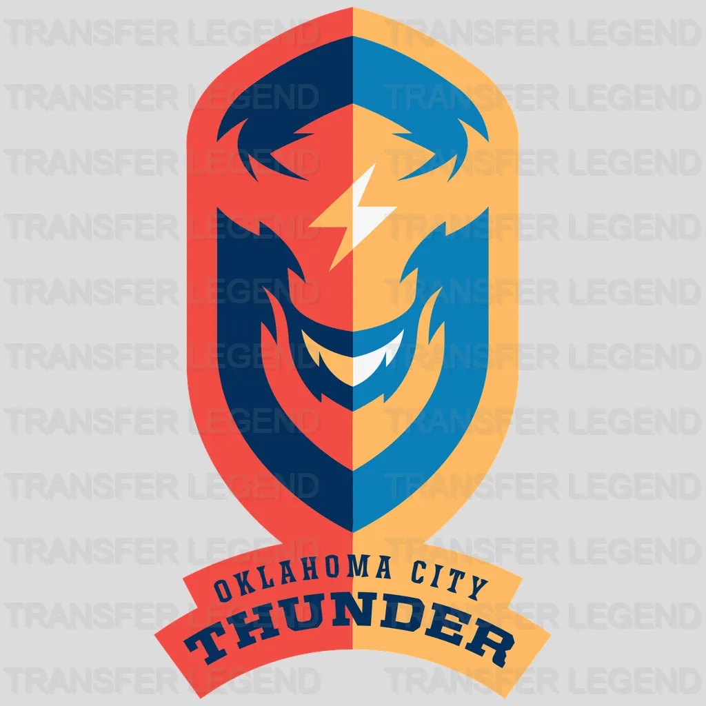 Oklahoma City Thunder Split Crest Lightning Emblem NBA Design - DTF Heat Transfer