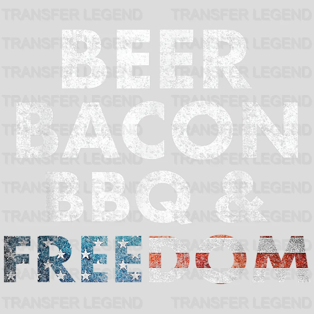 Beer Bacon BBQ & Freedom Design - DTF heat transfer - transferlegend