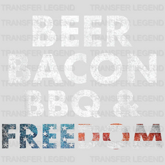 Beer Bacon BBQ & Freedom Design - DTF heat transfer - transferlegend