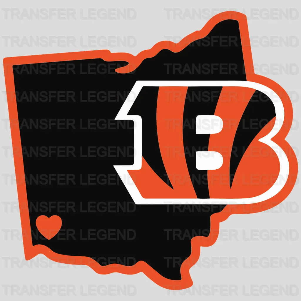 Cincinnati Bengals Ohio State Outline Emblem NFL Design - DTF Heat Transfer