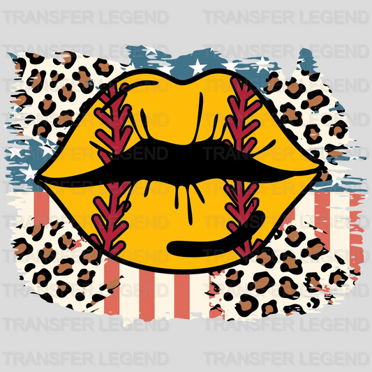 Softball Lip Leopard DTF Transfer - transferlegend