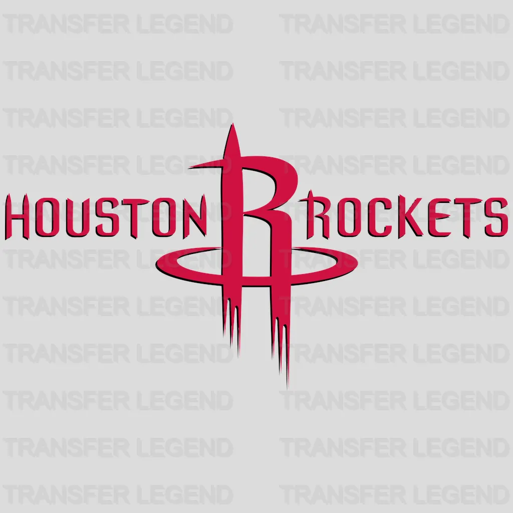 Houston Rockets Wordmark with Stylized “R” Logo NBA Design - DTF Heat Transfer