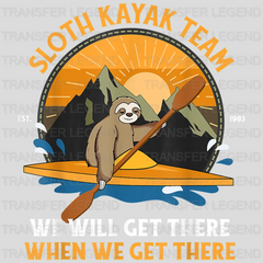 Sloth KAYAK Team RELAX We Will Get There When We Get There EST. 1983 - Funny Retro Kayaking Team Design - DTF heat transfer - transferlegend