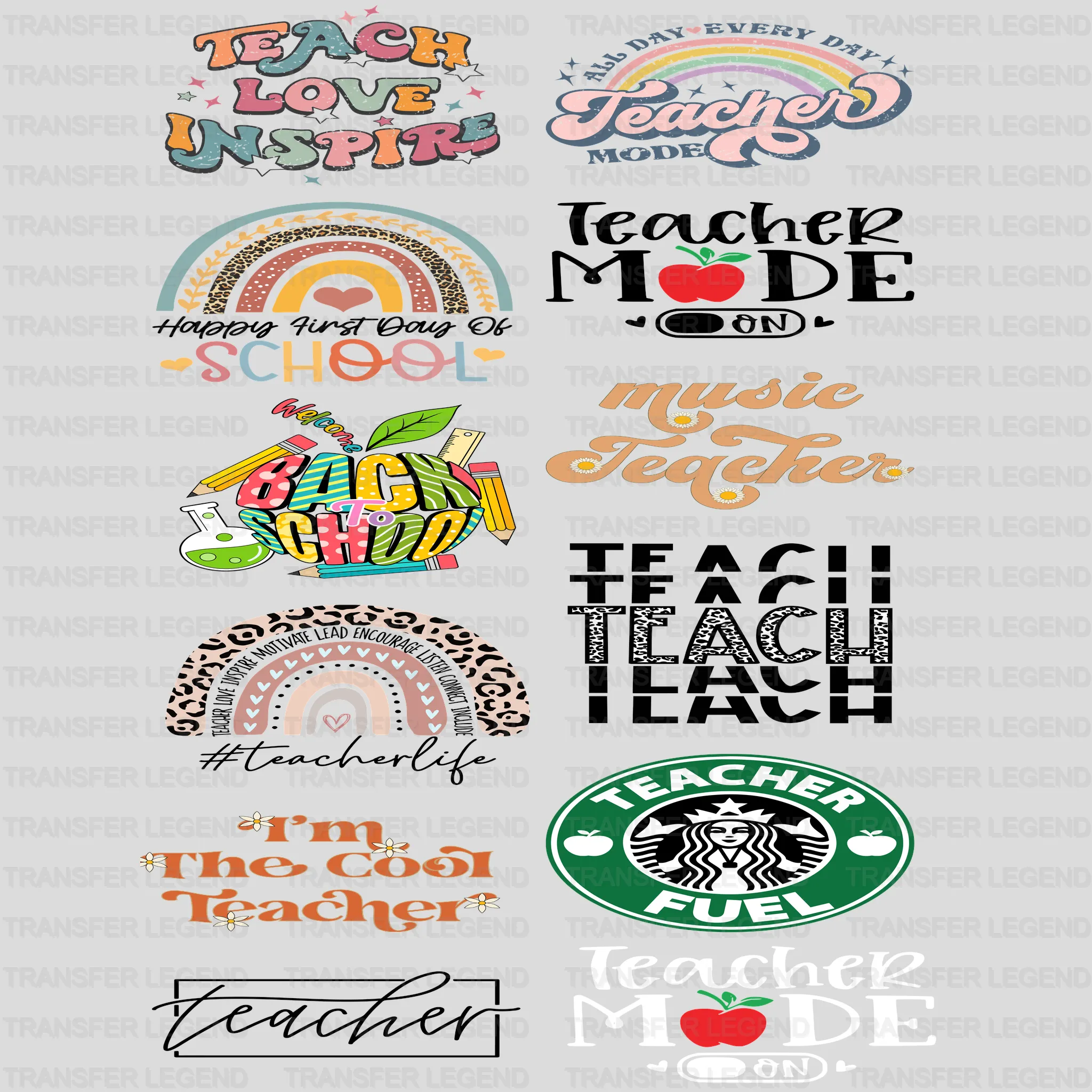 100 Days of School Premade Gang sheet-22X60 (Set 3) - transferlegend