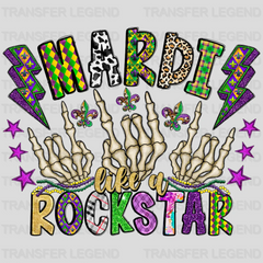 Like A Rockstar Mardi Gras Design- Mardi Gras DTF heat transfer - transferlegend