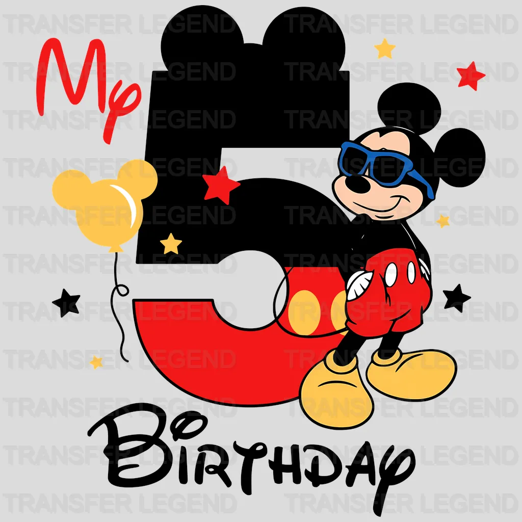 My 5 Birthday Disney Designs - DTF Heat Transfers