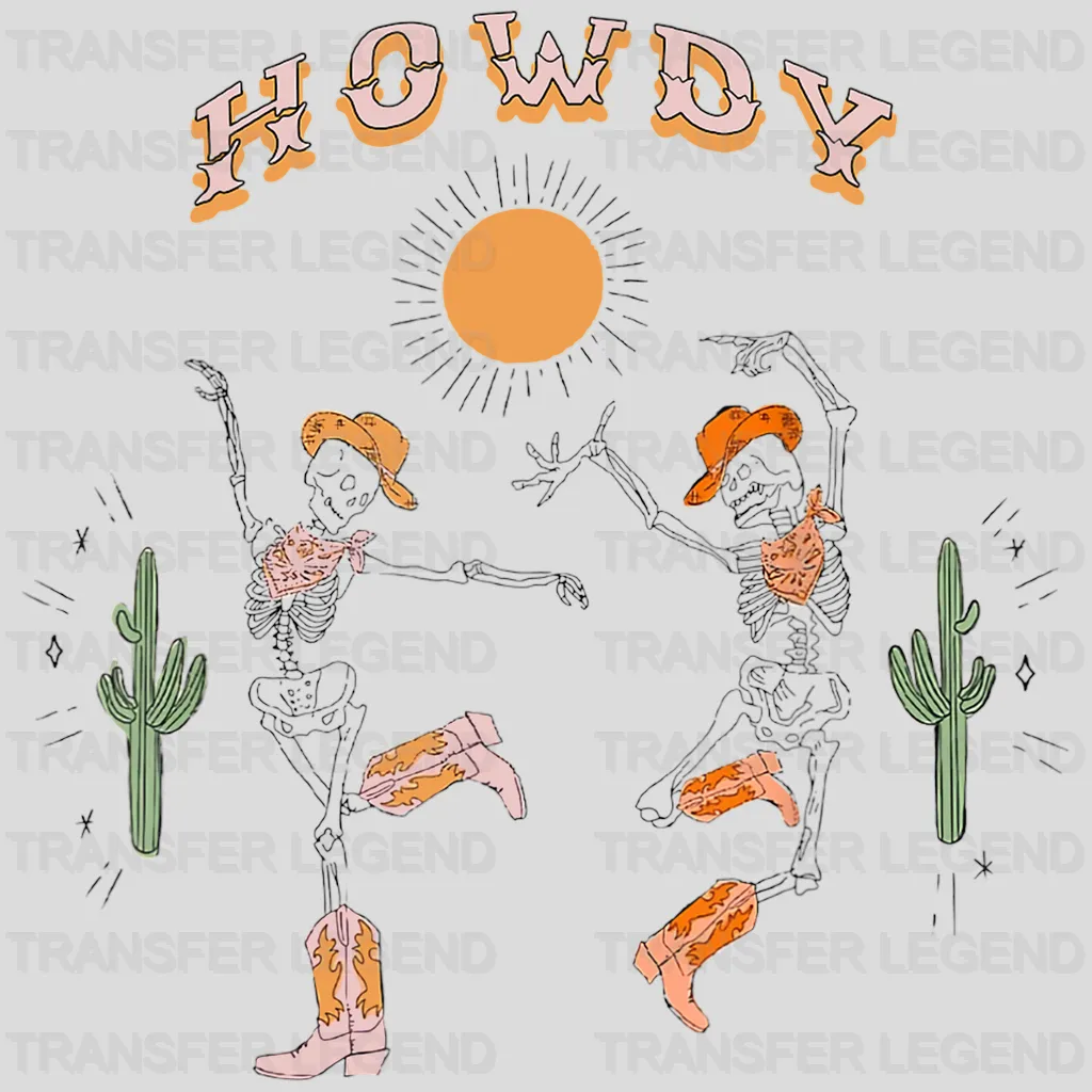Howdy Dancing Skeletons Design - DTF heat transfer - transferlegend