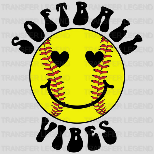 Softball Vibes Heart Eye  DTF Transfer - transferlegend