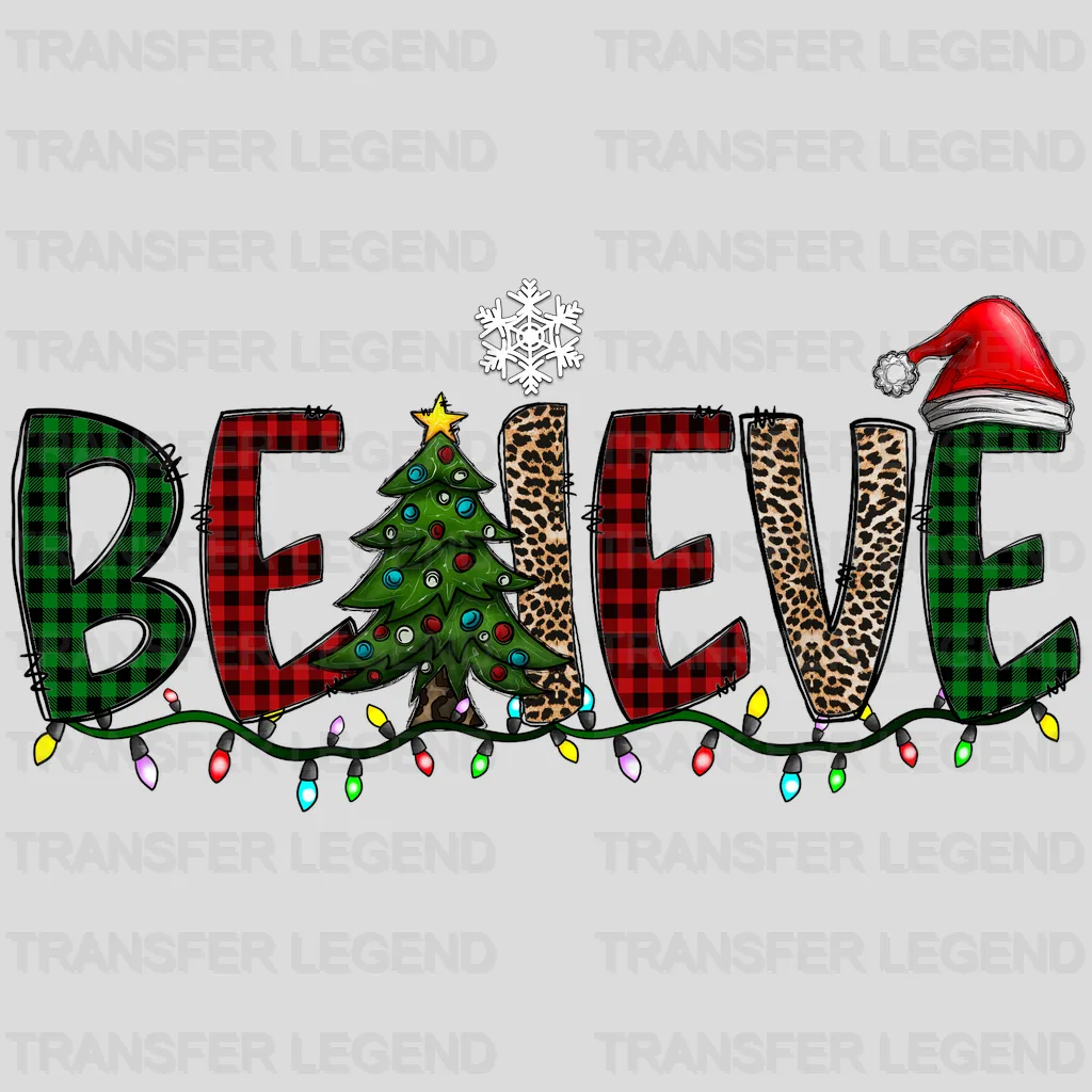 Believe Christmas Lights Design, Christmas Design - DTF heat transfer - transferlegend