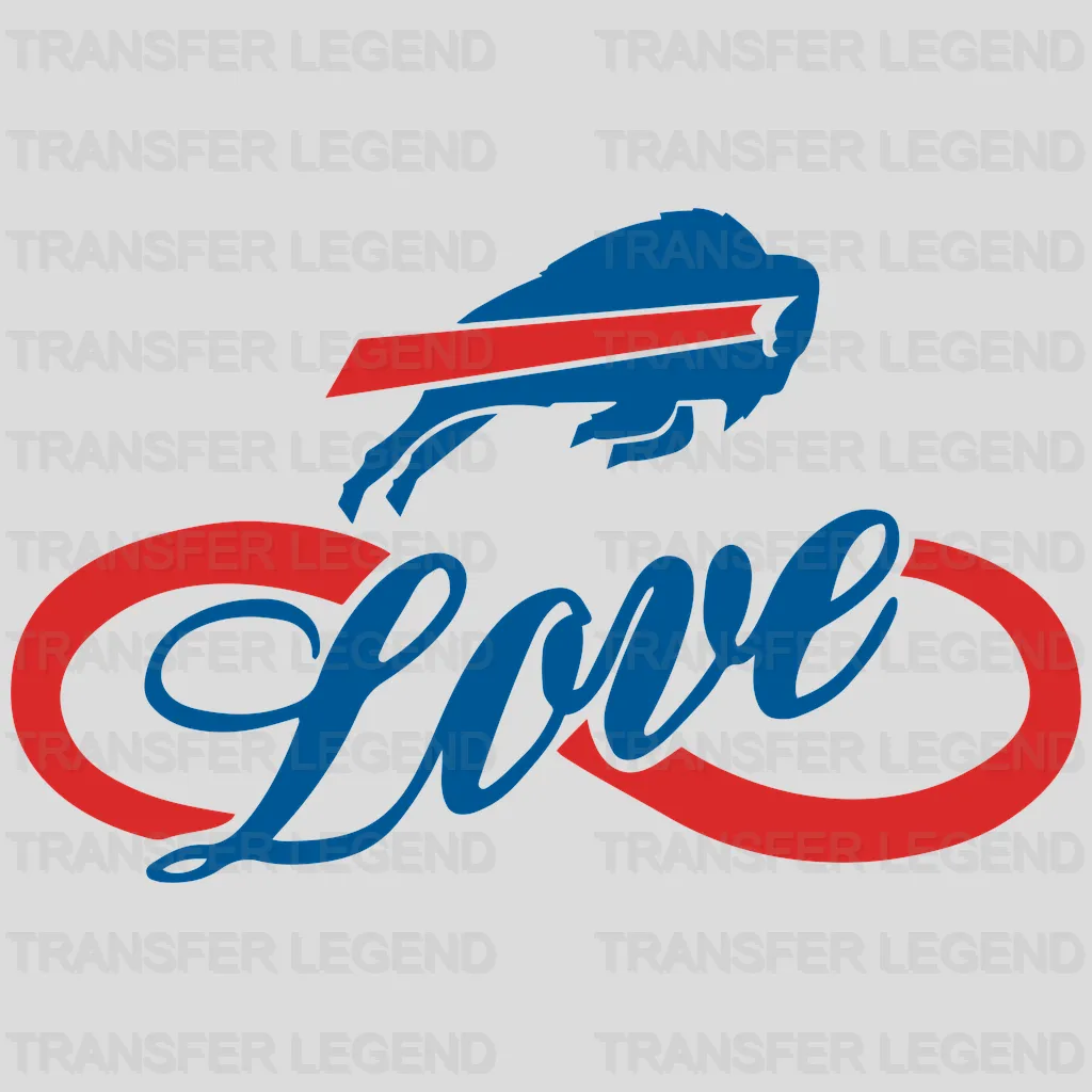 Buffalo Bills Love Swirl Script NFL Design - DTF Heat Transfer
