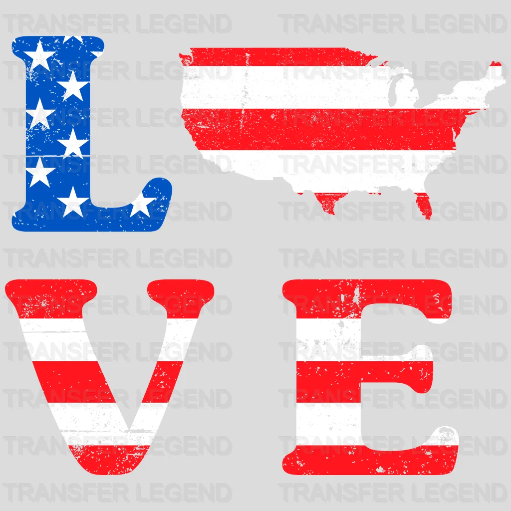 Love You America - Patriot Design DTF Heat Transfer - transferlegend