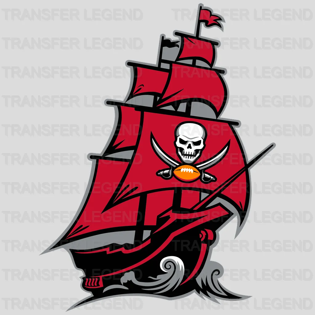 Tampa Bay Buccaneers Pirate Ship Emblem NFL Design - DTF Heat Transfer