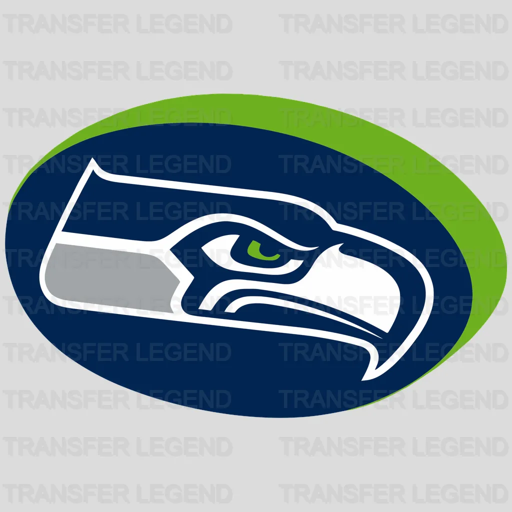 Seattle Seahawks Oval Badge with Head Logo NFL Design - DTF Heat Transfer
