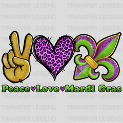 Peace Love Mardi Gras Design- DTF heat transfer - transferlegend