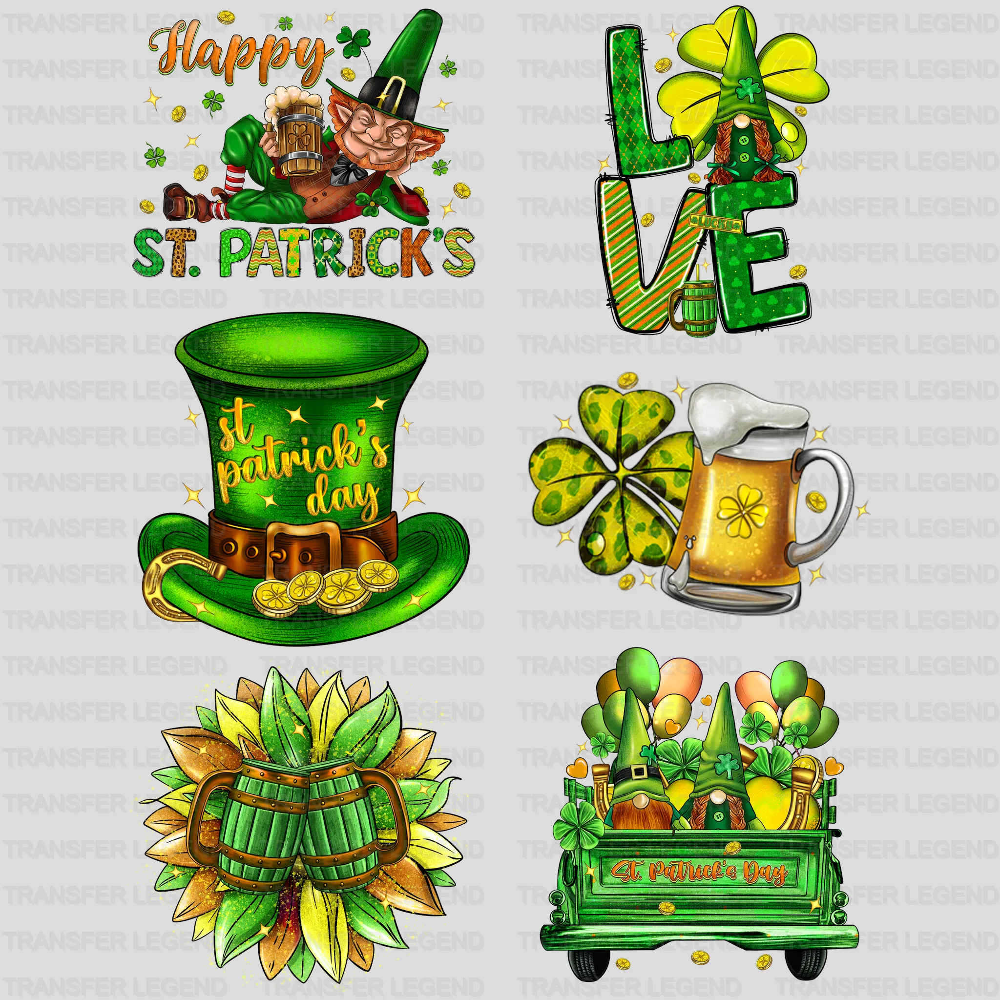 St. Patrick's Day Premade Gang sheet - 6 PCS 10 INCH - transferlegend