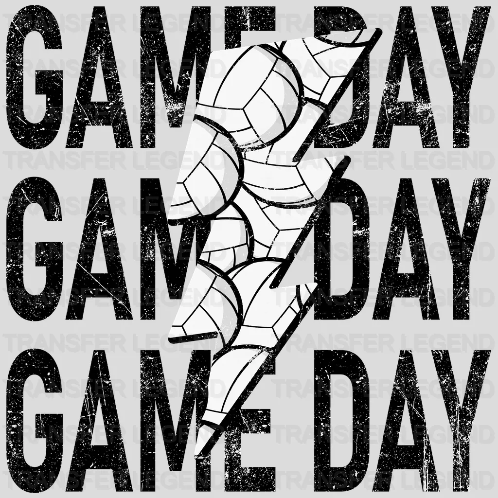 Game Day Volleyball Stacked Distressed Design - DTF heat transfer - transferlegend