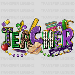 Mardi Gras Teacher Design- DTF heat transfer - transferlegend