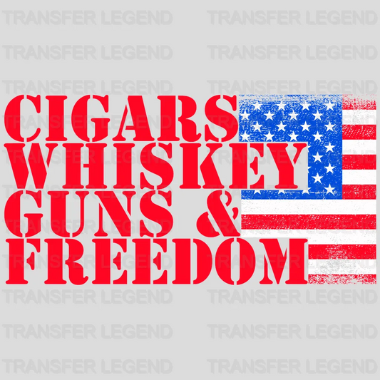 Cigars Whiskey Gun & Freedom - Patriot Design DTF Heat Transfer - transferlegend