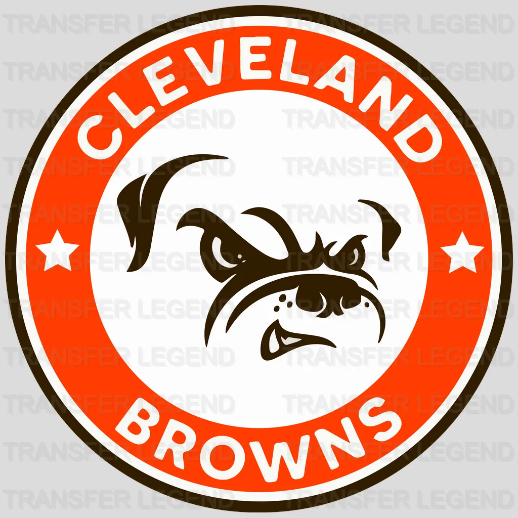 Cleveland Browns Circular Bulldog Mascot Badge NFL Design - DTF Heat Transfer