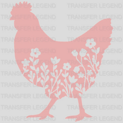 Floral Chicken design- DTF heat transfer - transferlegend